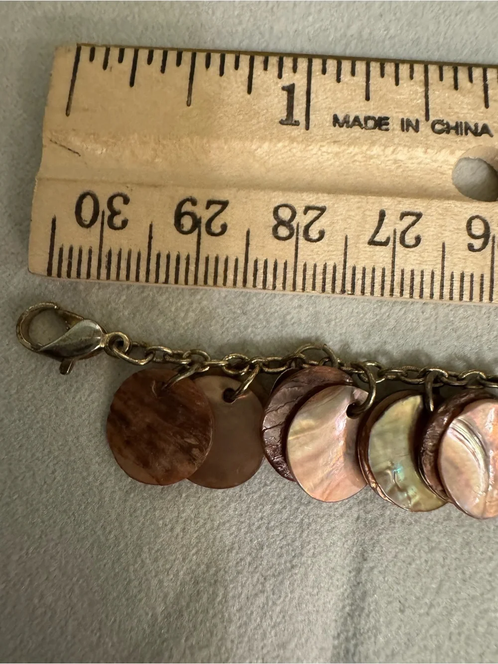Disc Charm Bracelet – Iridescent Shell and Metal Discs